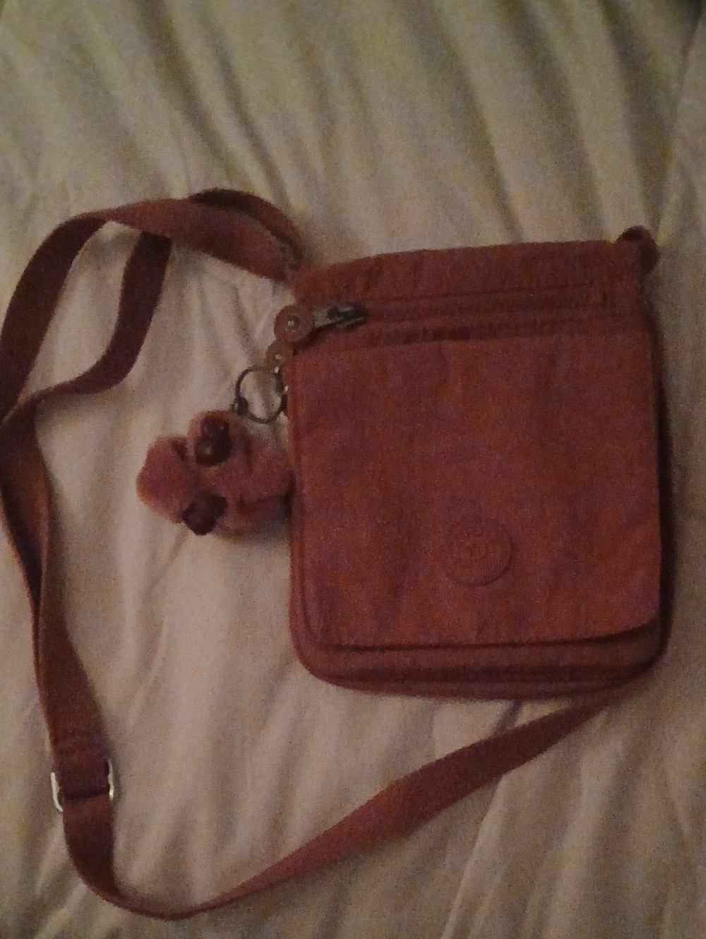 Kipling Rust Orange Crossbody Bag with Plush Monkey Charm